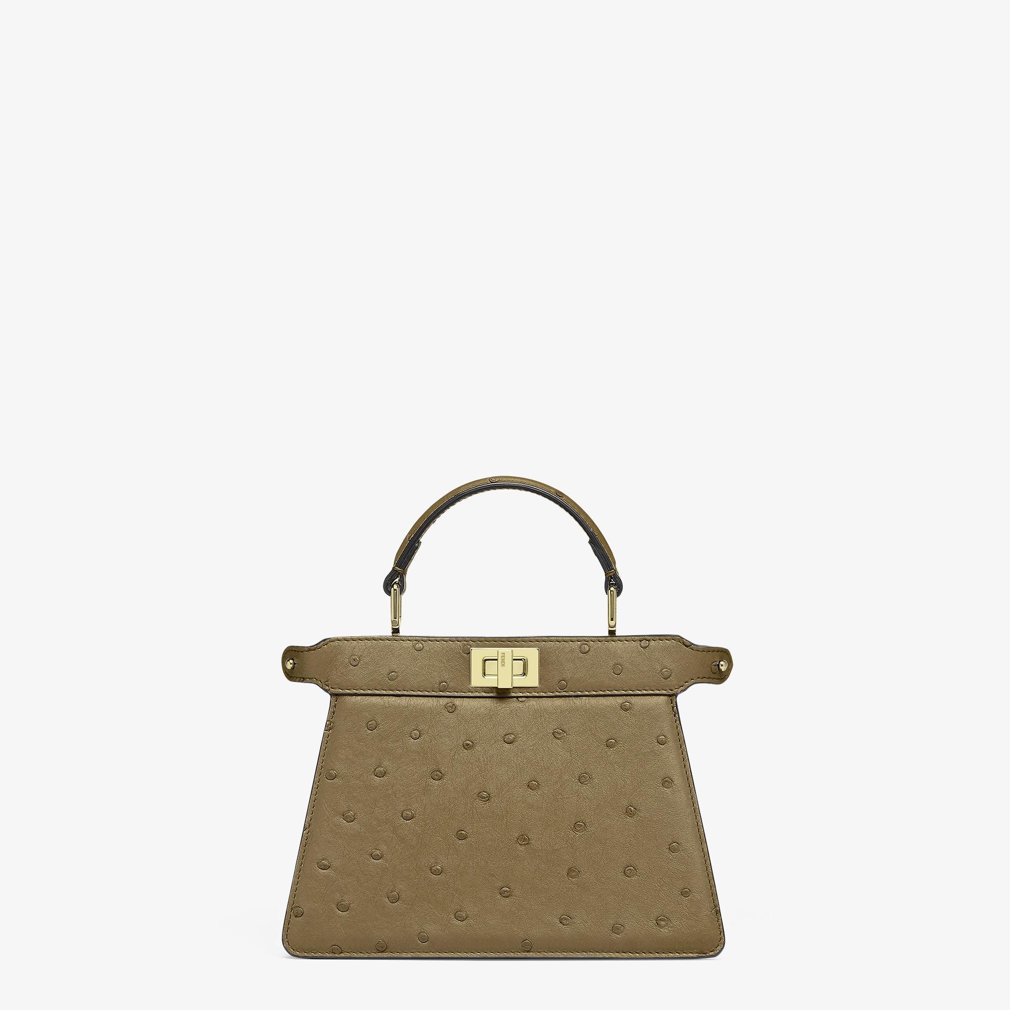 Peekaboo ISeeU PetiteGreen ostrich leather bag Product Image