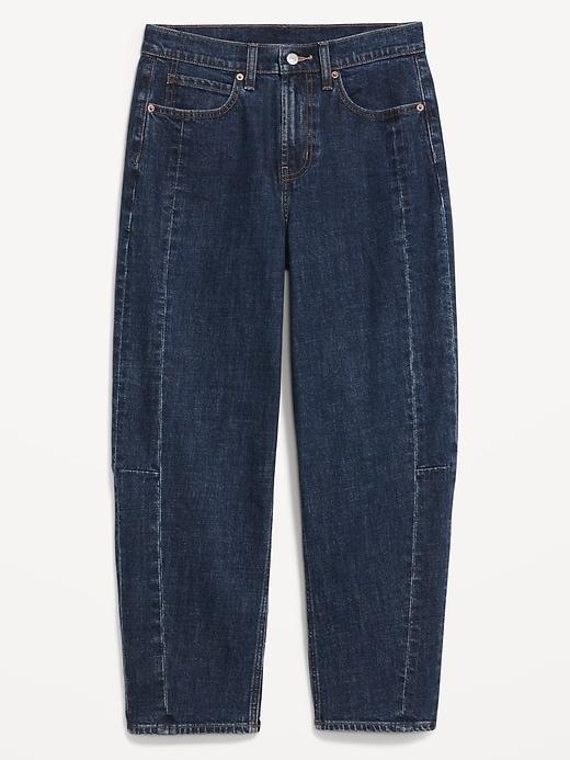 High-Waisted Barrel Ankle Jeans Product Image