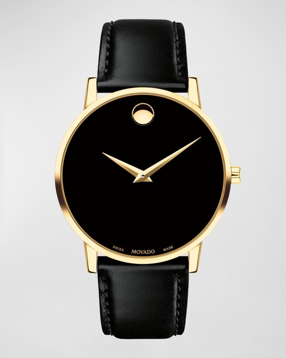 Men's 40mm Ultra Slim Watch with Leather Strap Black Museum Dial Product Image