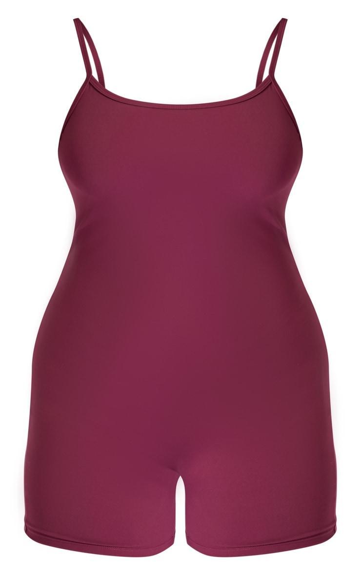 Plus Burgundy Sculpt Sleeveless Short Unitard Product Image