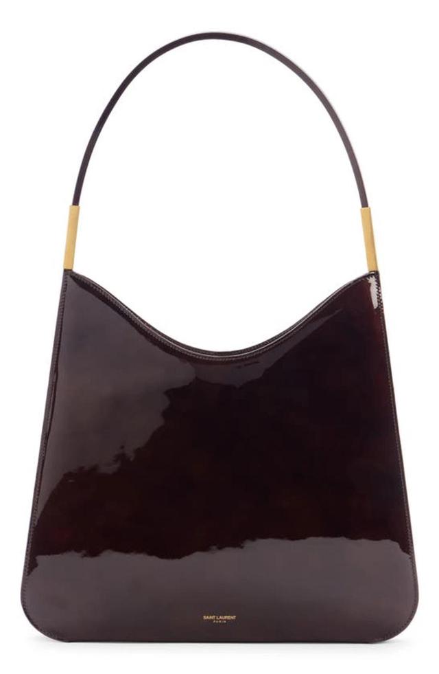 SAINT LAURENT Sac Patent Leather Hobo Bag In Dark Red Wine Product Image