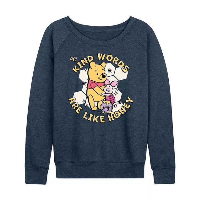 Disneys Winnie the Pooh Piglet & Pooh Womens Kind Words Lightweight French Terry Sweatshirt, Girls Product Image