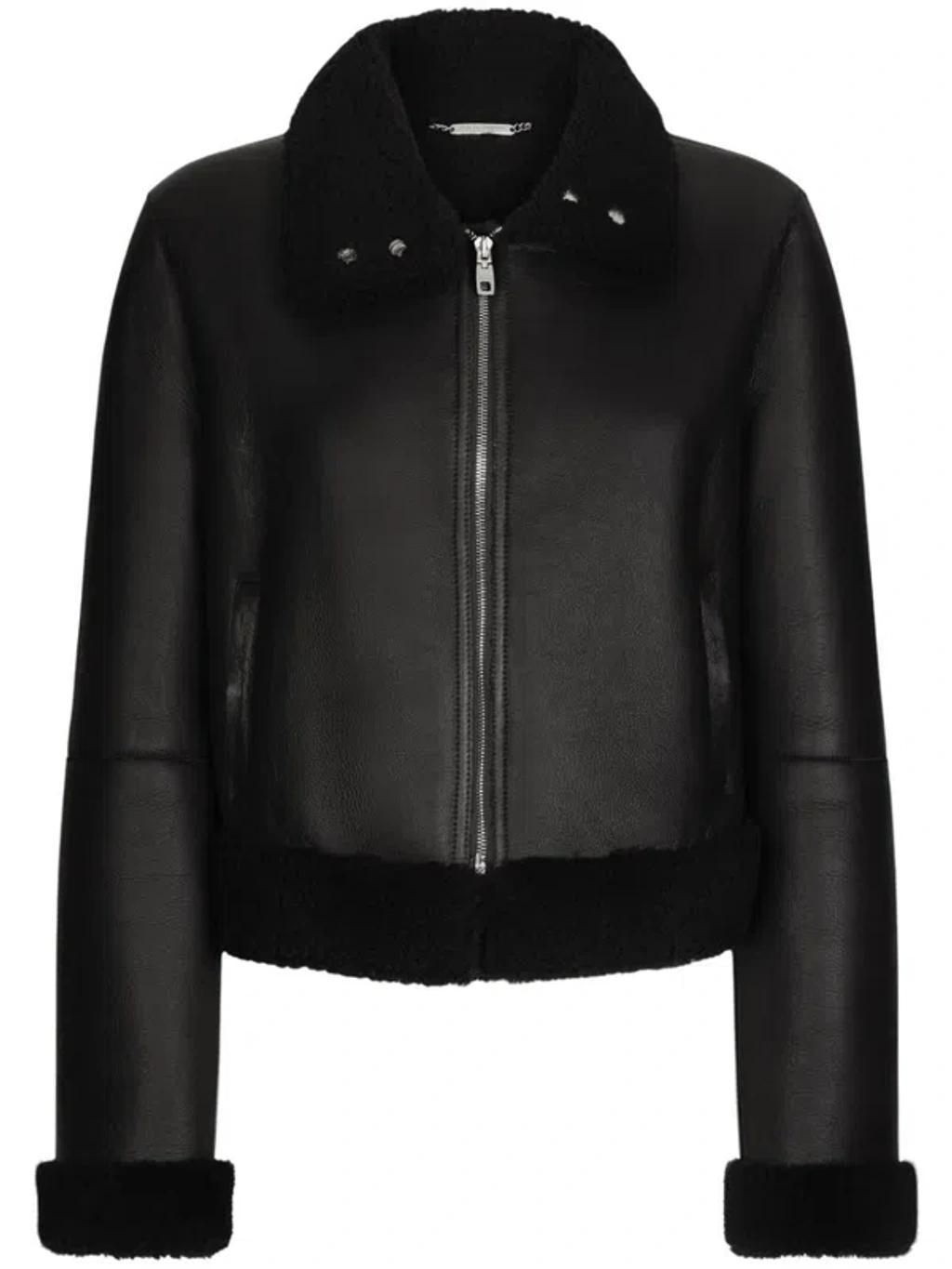 DOLCE & GABBANA Lambskin Biker Jacket In Black product image