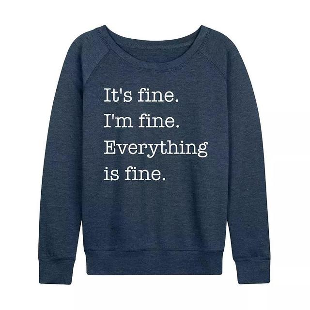 Womens Its Fine Im Fine Graphic Fleece, Girls Grey Indigo Product Image