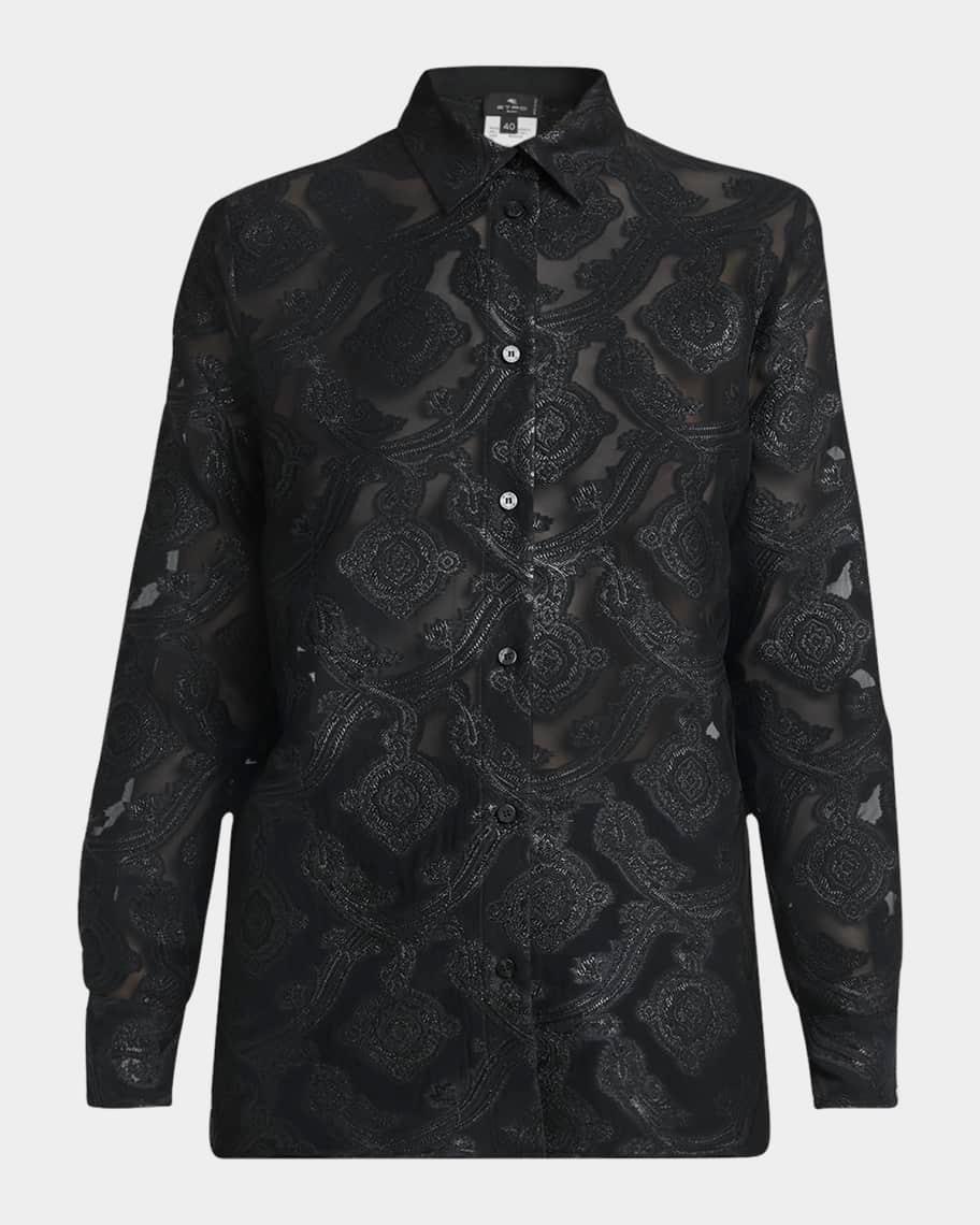 Metallic Medallion Burnout Organza Shirt Product Image