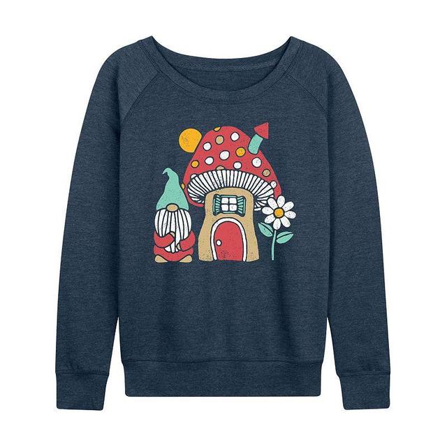 Womens Mushroom House Slouchy Graphic Sweatshirt Grey Indigo Product Image