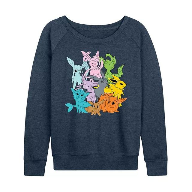 Womens Pokemon Eevolutions Solid Color Slouchy Graphic Sweatshirt Grey Indigo Product Image