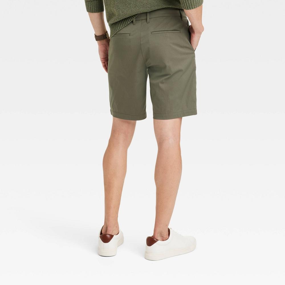 Mens 9 Flat Front Tech Chino Shorts - Goodfellow & Co Olive 28 Product Image