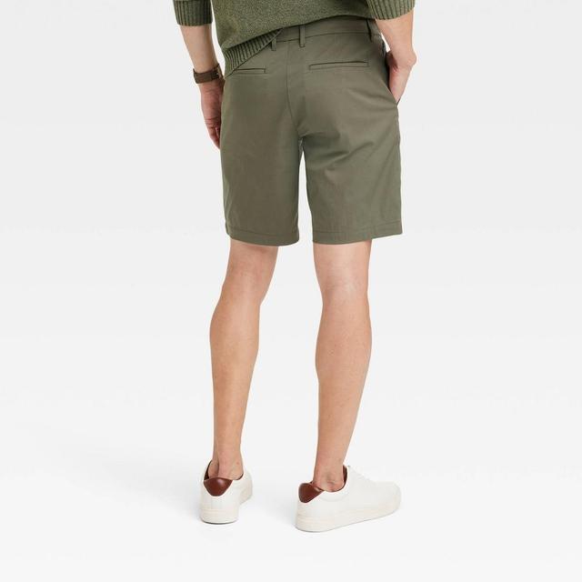 Mens 9 Flat Front Tech Chino Shorts - Goodfellow & Co Olive 28 Product Image