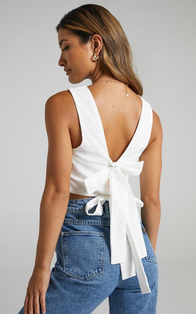 Loxley Top - Tie Up Top in White Product Image