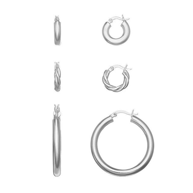 Aurielle Hoop Earrings Trio Set, Womens, Grey Product Image