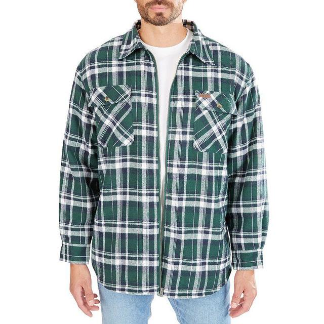 Mens Smiths Workwear Zip-Front Sherpa-Lined Flannel Shirt Jacket Red Product Image