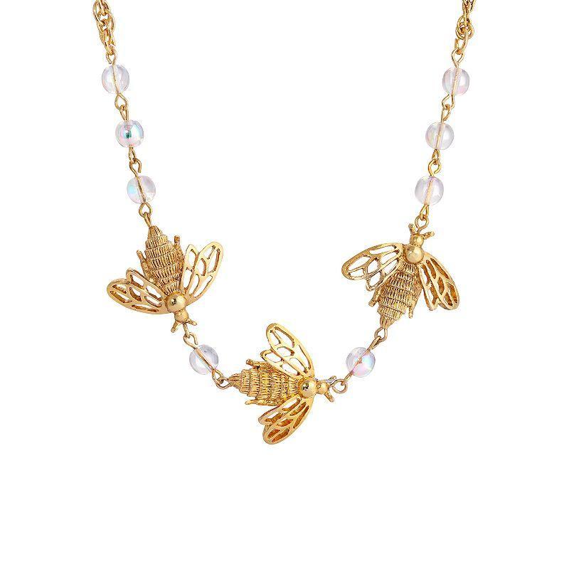 1928 Gold Tone Bumblebee Necklace, Womens Product Image