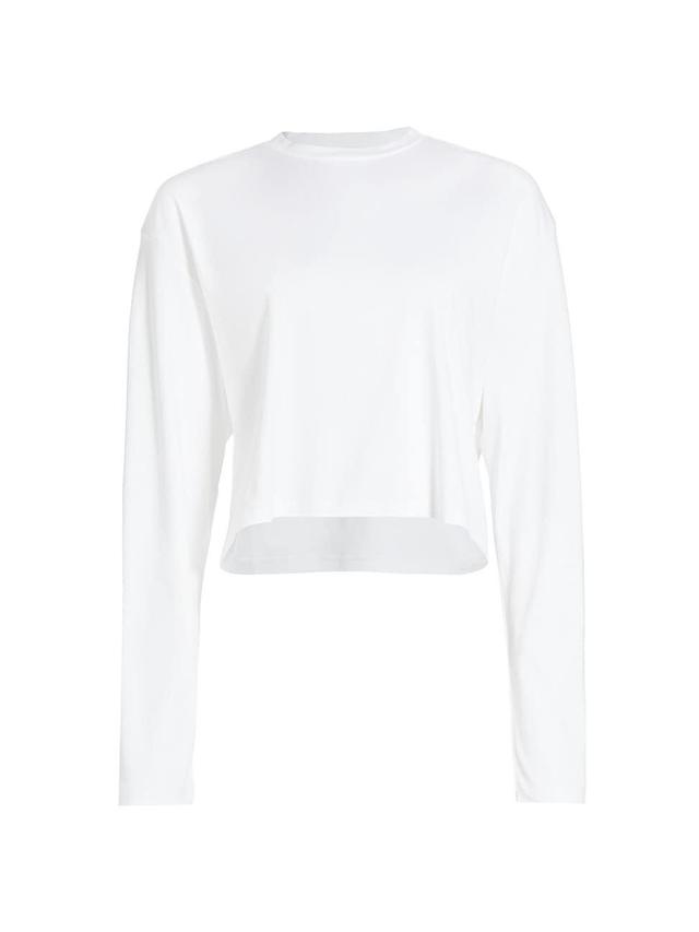 Womens Cotton Long-Sleeve Crop Blouse Product Image