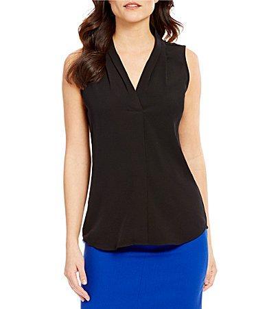 Calvin Klein Women's Sleeveless Blouse with Inverted Pleat (Standard and Plus) (Soft ) Women's Clothing Product Image