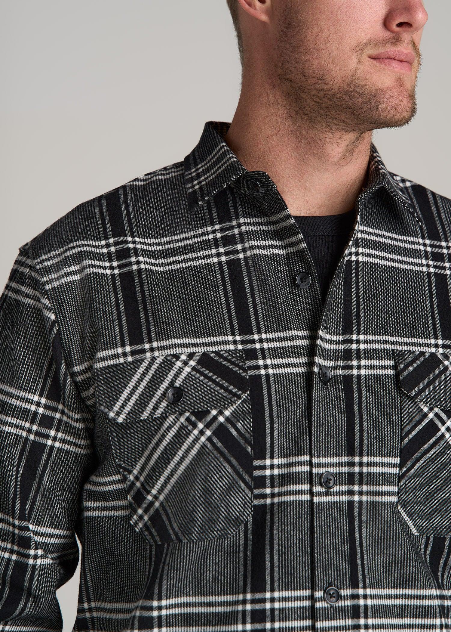 LJ&S Rugged Plaid Shirt Men's in Black and Light Grey Plaid Product Image