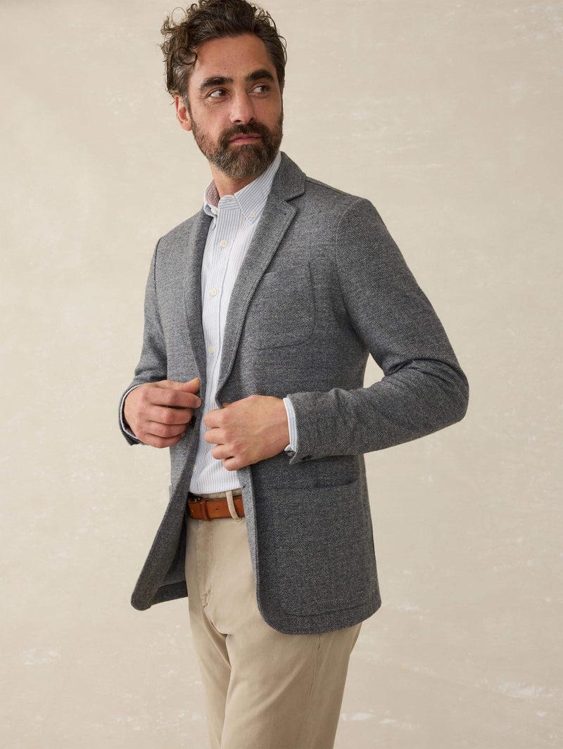 Inlet Knit Tweed Blazer - Steel Rock Herringbone Product Image