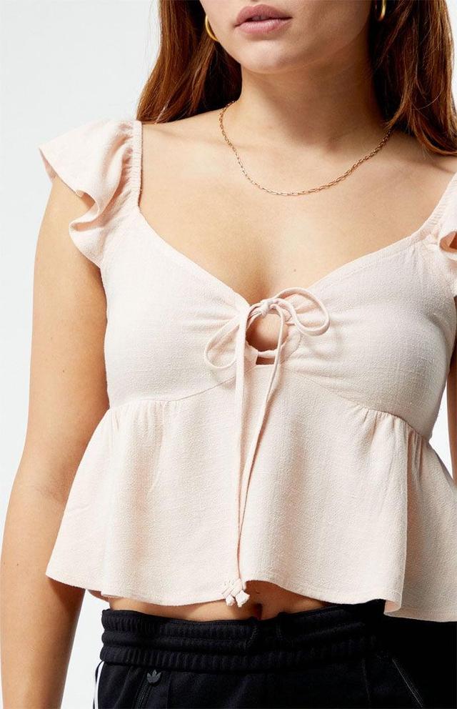 Women's Keyhole Linen Babydoll Top Product Image