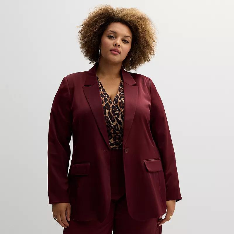 Plus Size INTEMPO Long Boyfriend Blazer, Womens Product Image