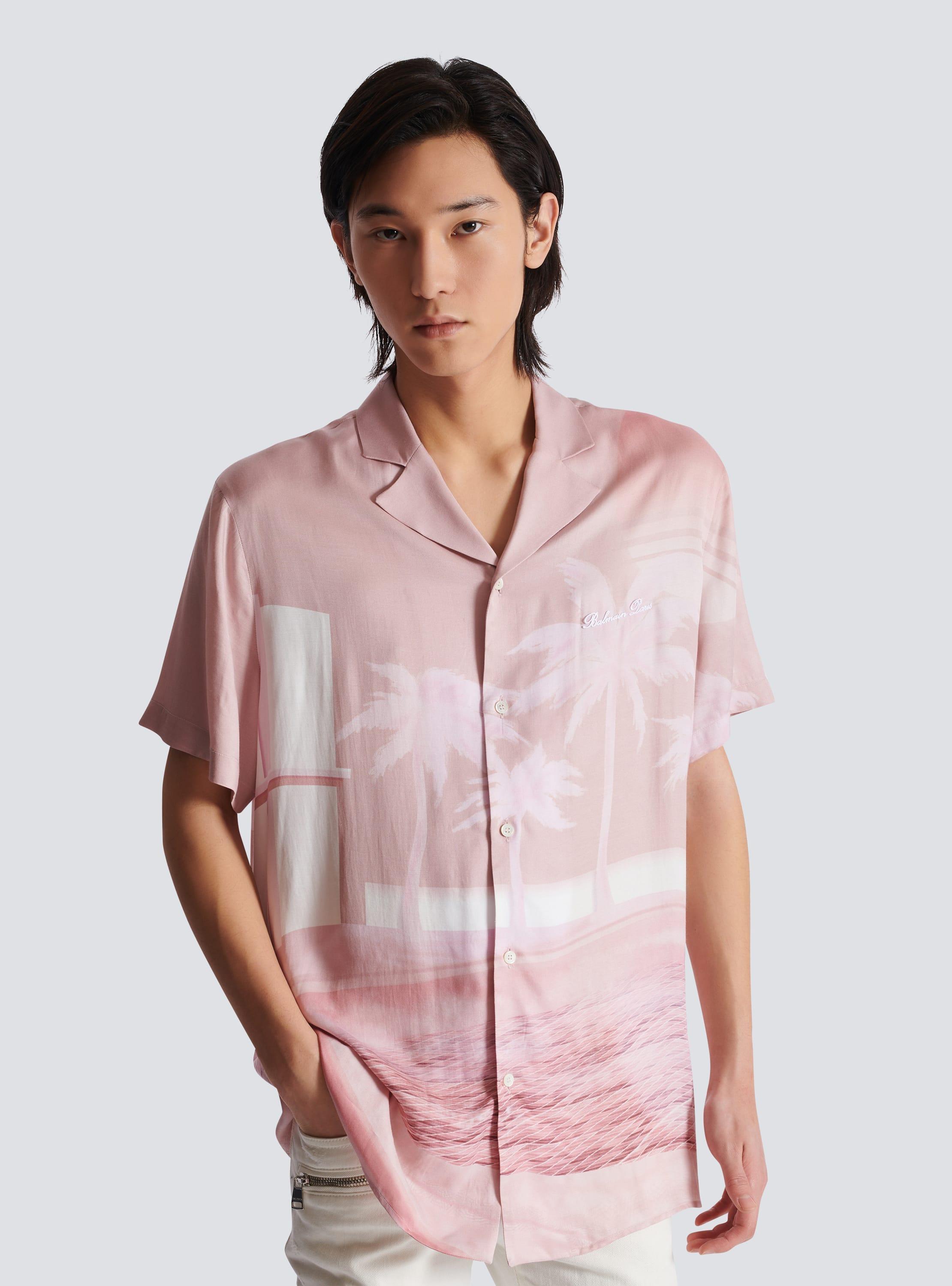 Short-sleeved twill shirt with Postcard print Product Image