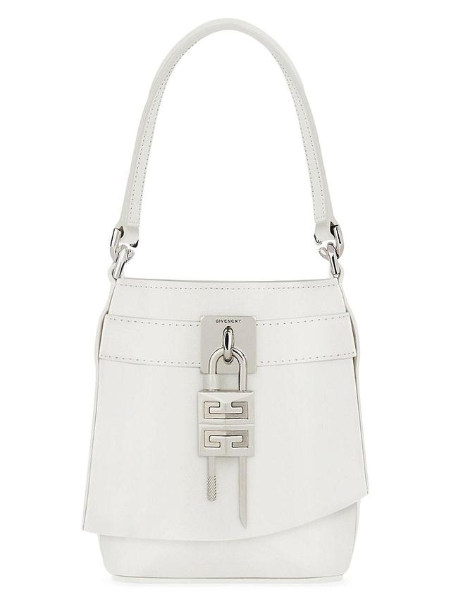 Womens Micro Shark Lock Bucket Bag In Box Leather Product Image