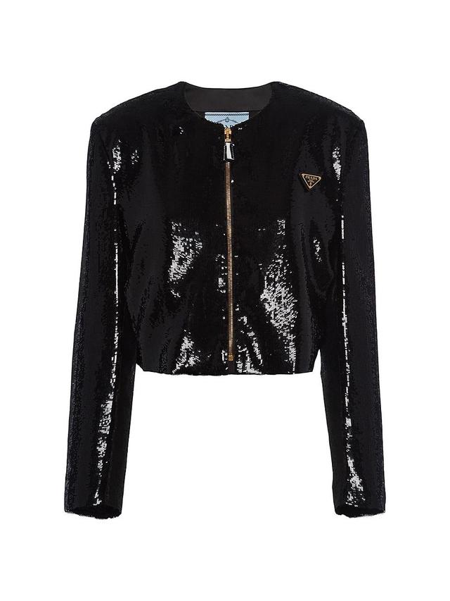 Womens Single-Breasted Sequin Jacket Product Image