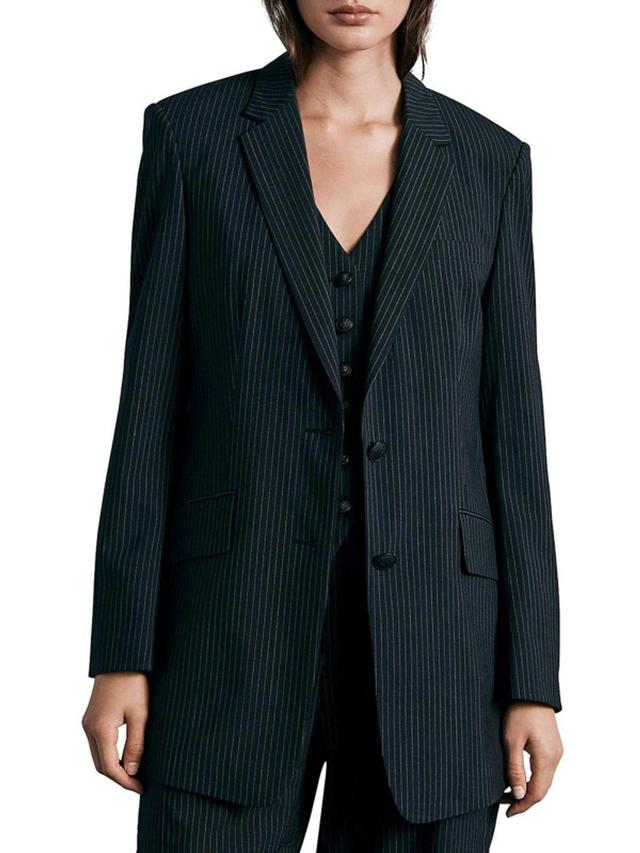 Charles Pinstriped Wool-blend Blazer In Blue Product Image