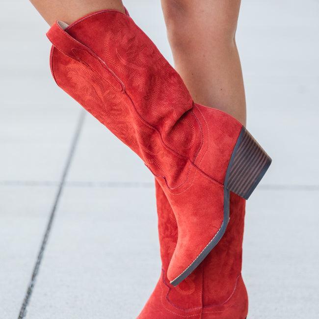 Merle Brick Red Suede Cowboy Boot Product Image