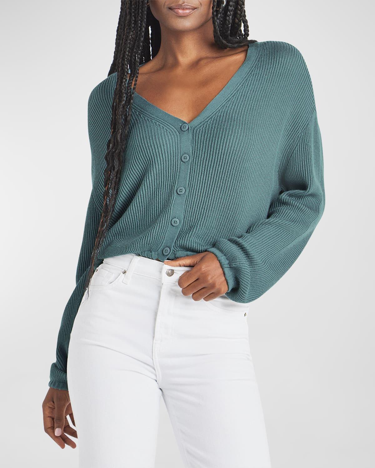 Bri Rib-Knit Drop-Shoulder Cardigan Product Image