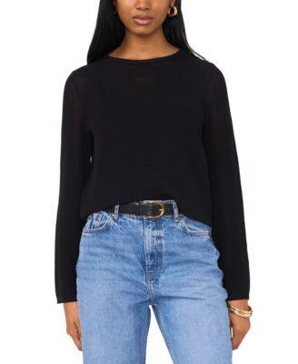 1.state Womens Flare-Sleeve Mesh-Stitch Sweater Product Image