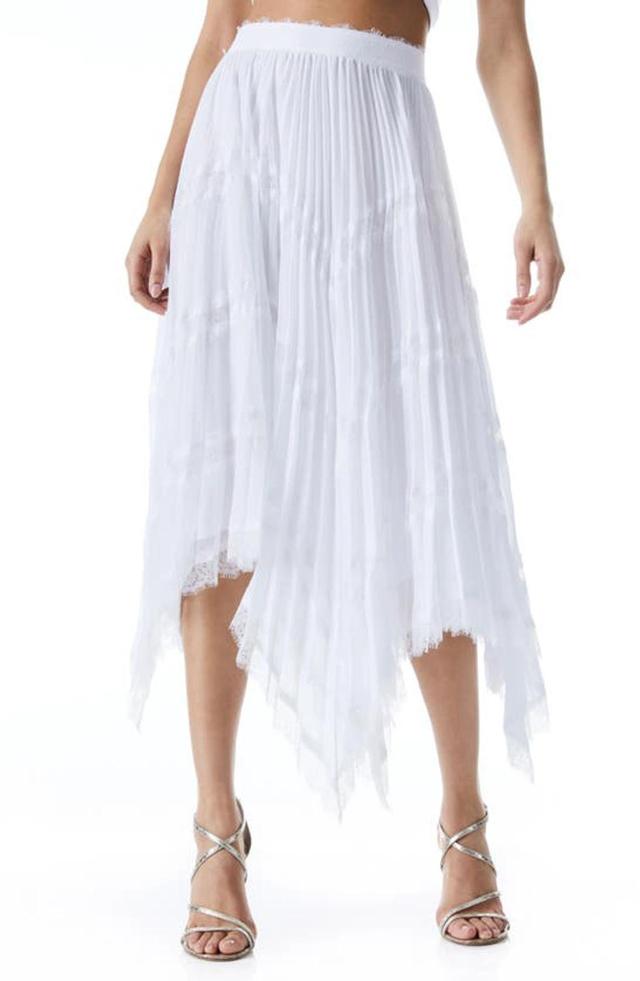 Katz Asymmetrical Pleated Midi Skirt In White Product Image