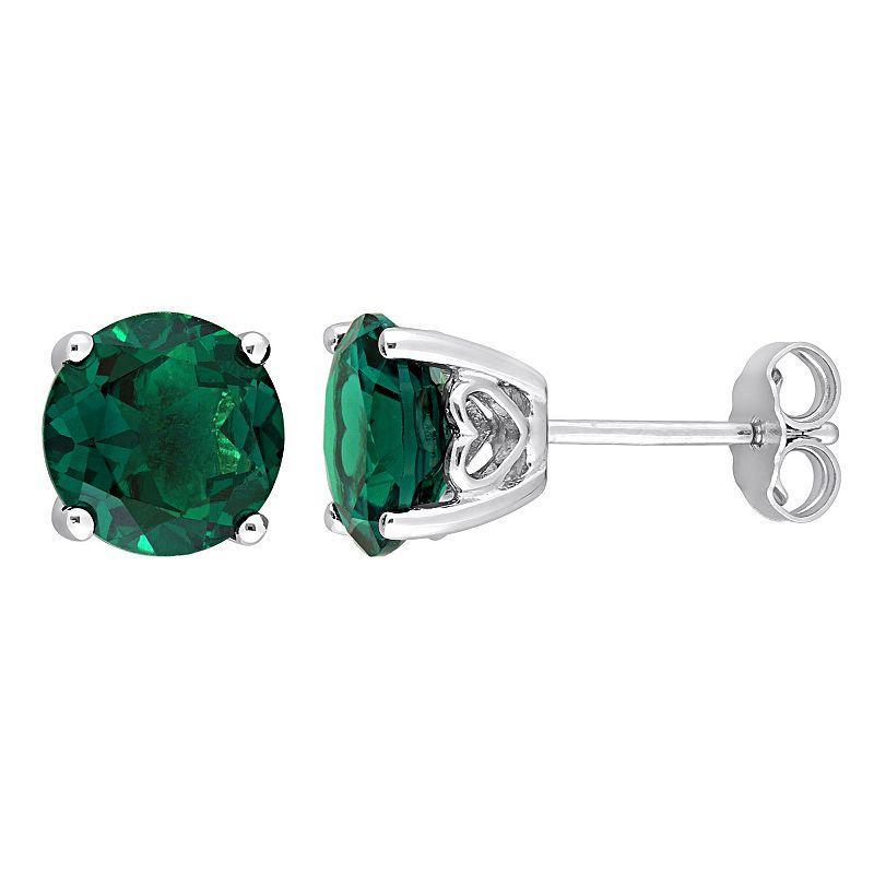 Stella Grace Sterling Silver & Gemstone Round Stud Earrings, Womens, Green Product Image