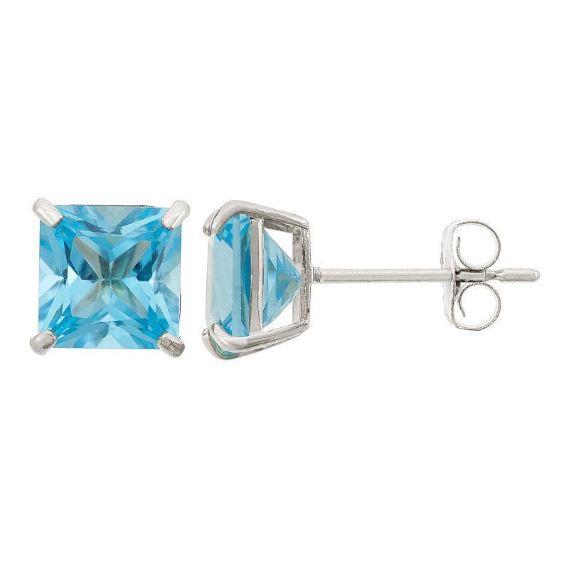 Designs by Gioelli Swiss Blue Topaz 10k White Gold Stud Earrings, Womens Product Image