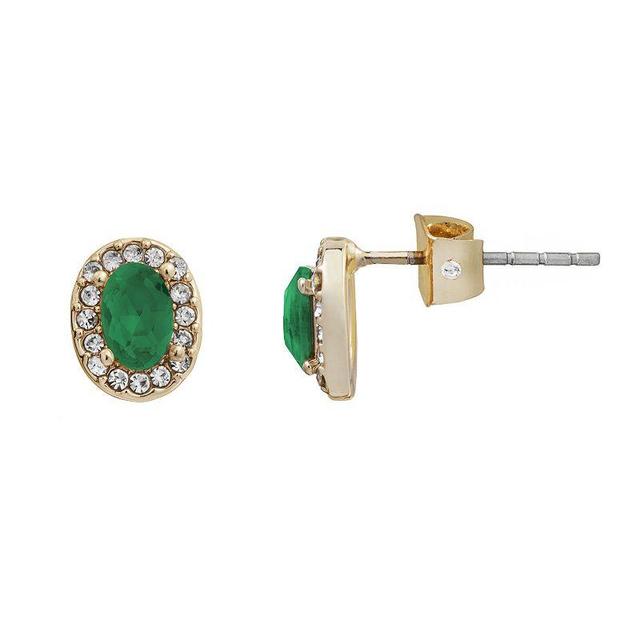 LC Lauren Conrad Oval Halo Nickel Free Stud Earrings, Womens, Green Product Image