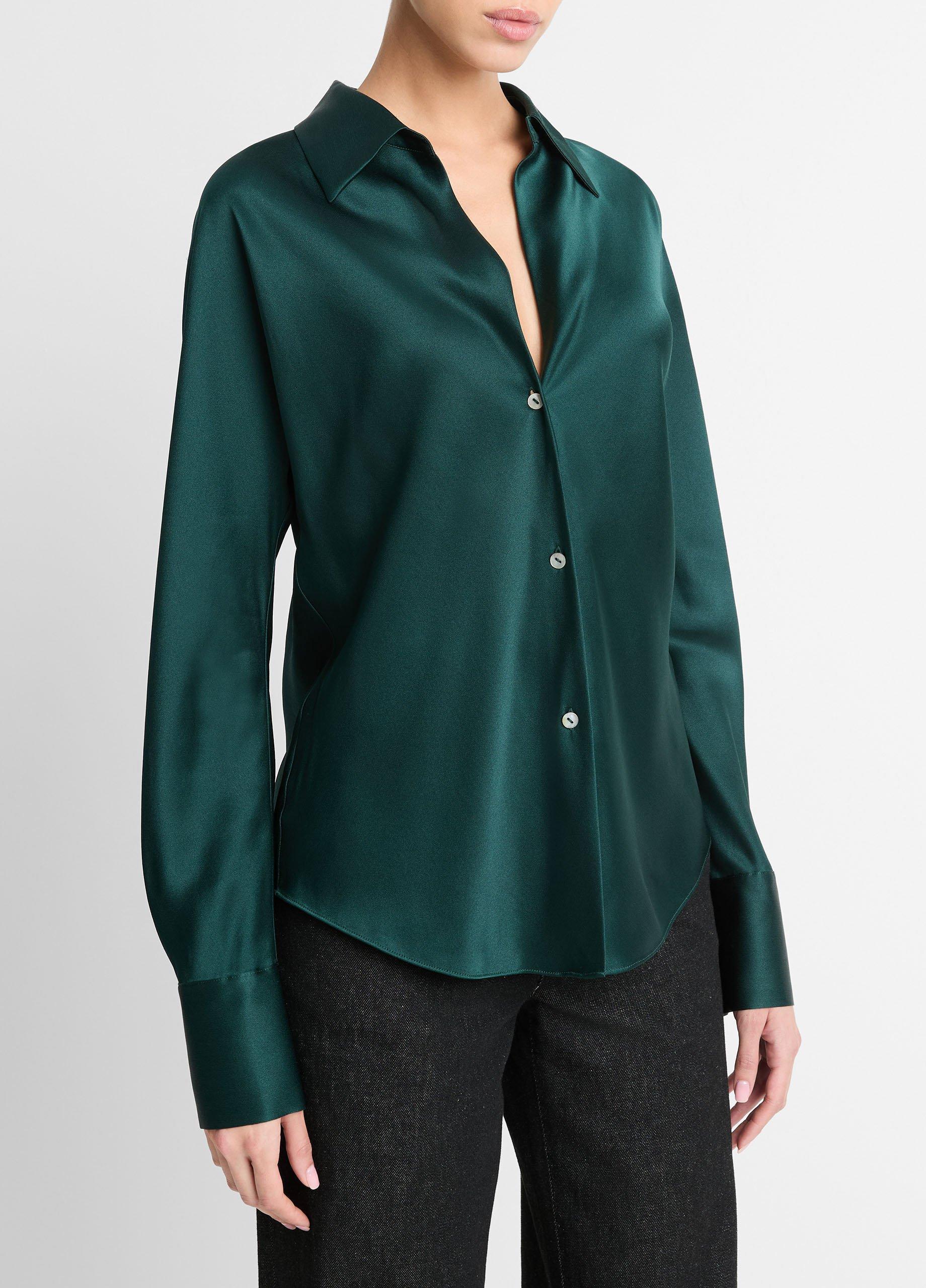 Silk Bias Long-Sleeve Blouse Product Image