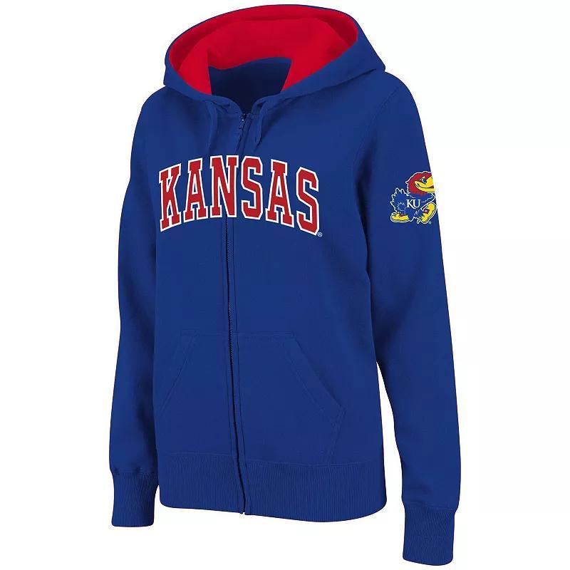 Womens Stadium Athletic Royal Kansas Jayhawks Arched Name Full-Zip Hoodie Product Image