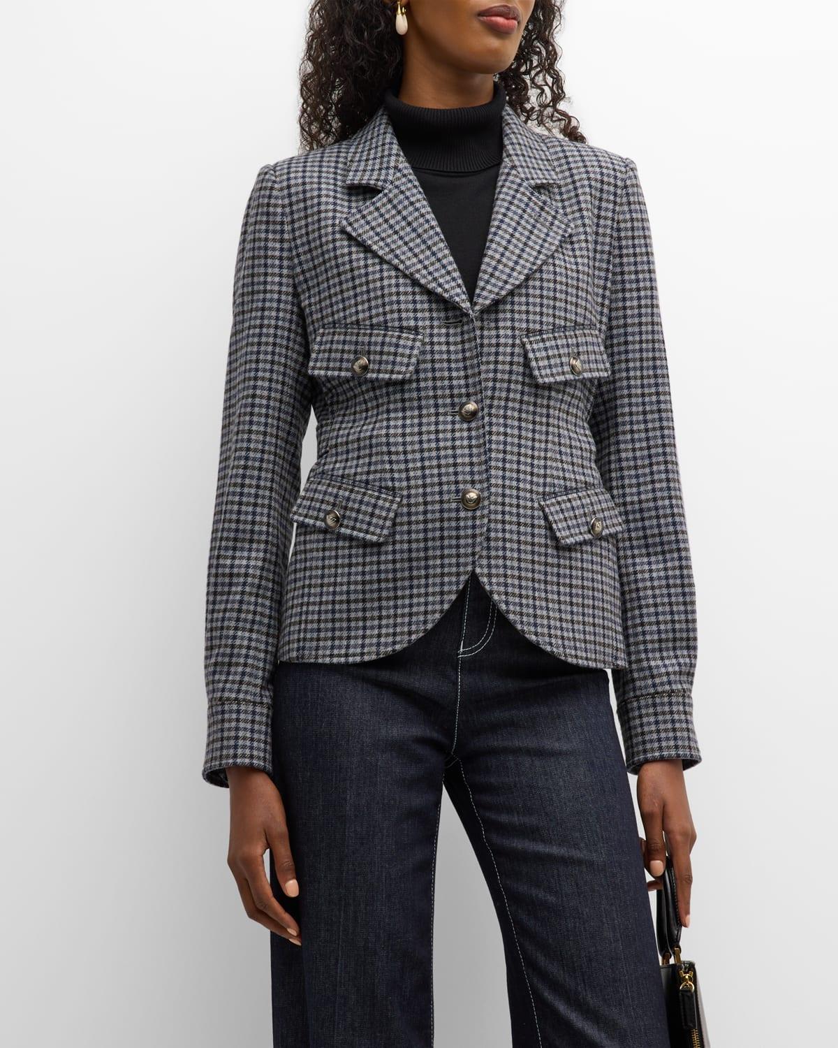 Womens Check Wool Blazer Product Image