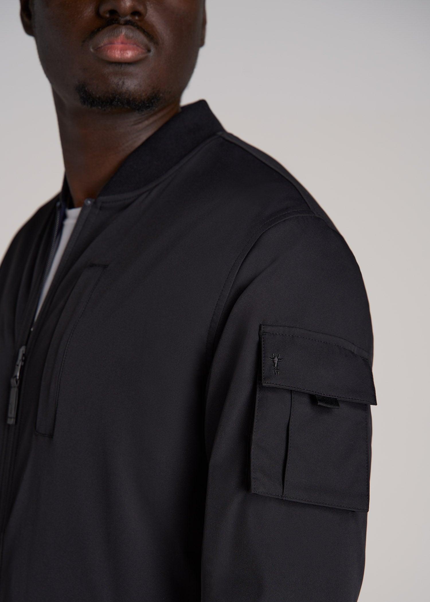 Reversible Men's Tall Bomber Jacket in Black and Navy Male Product Image