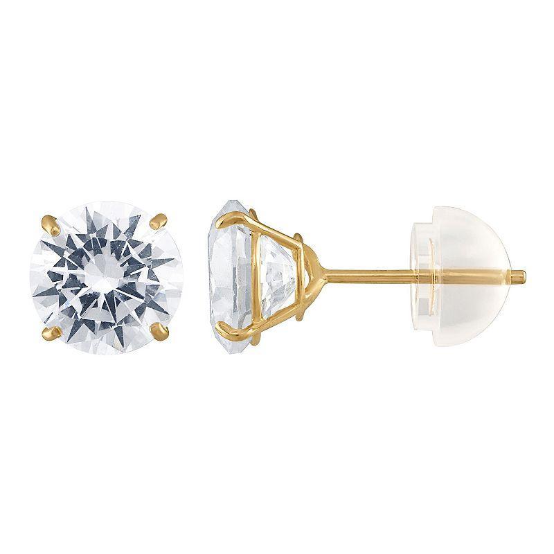 14k Gold Cubic Zirconia Stud Earrings, Womens Product Image