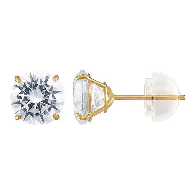 14k Gold Cubic Zirconia Stud Earrings, Womens Product Image