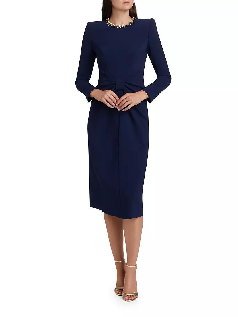 Sunday Embellished Neck Tie Midi-Dress Product Image