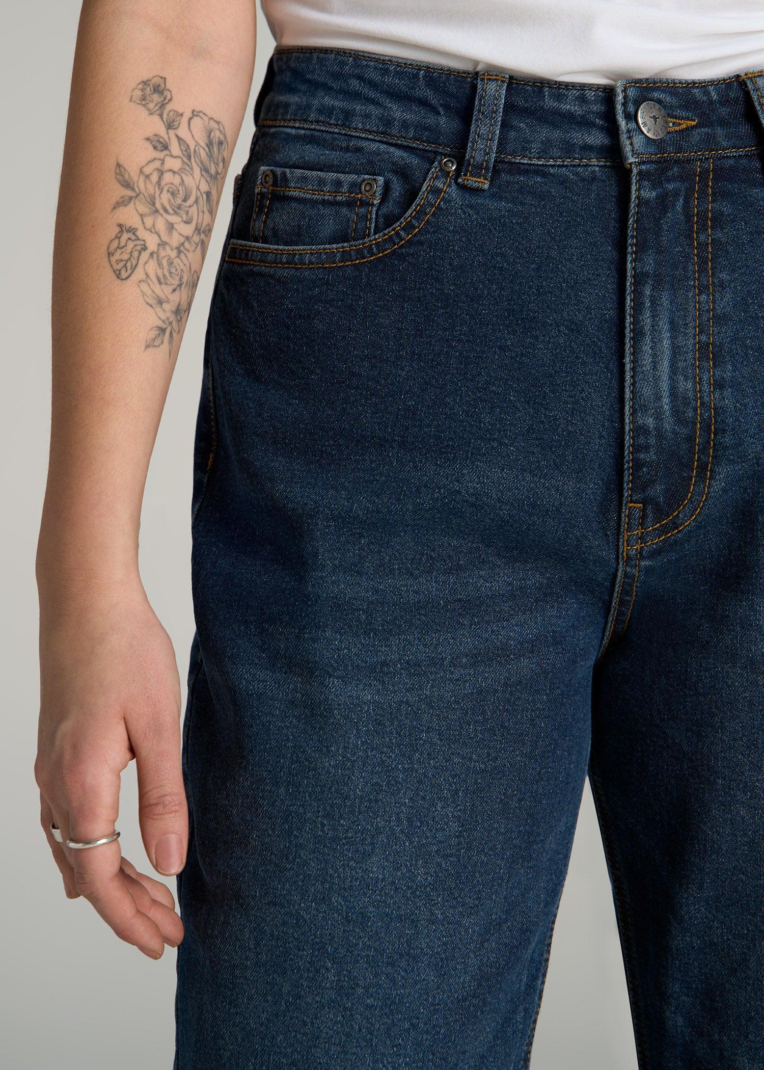 Emma High Rise Relaxed Tapered Tall Women's Jeans in Faded Dark Indigo Female Product Image