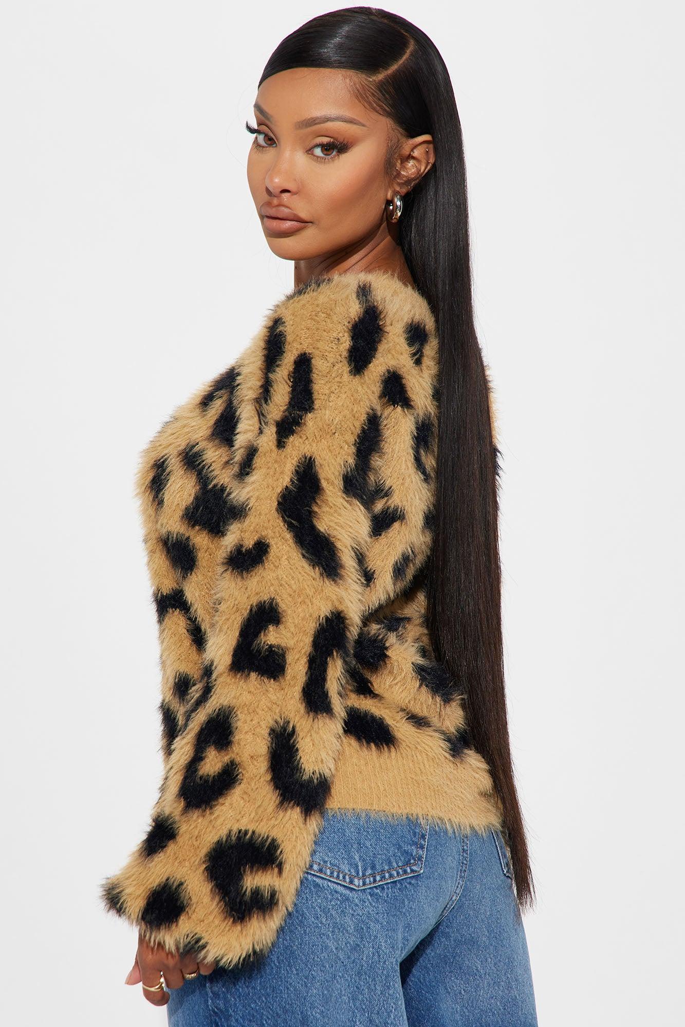 Feline Fierce Leopard Sweater - Brown/combo Product Image