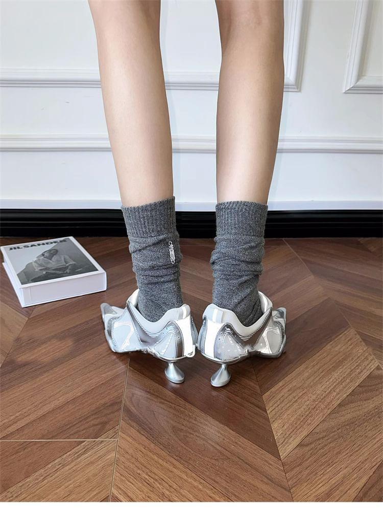 Pointed Toe Metallic High Heeled Sneakers Product Image