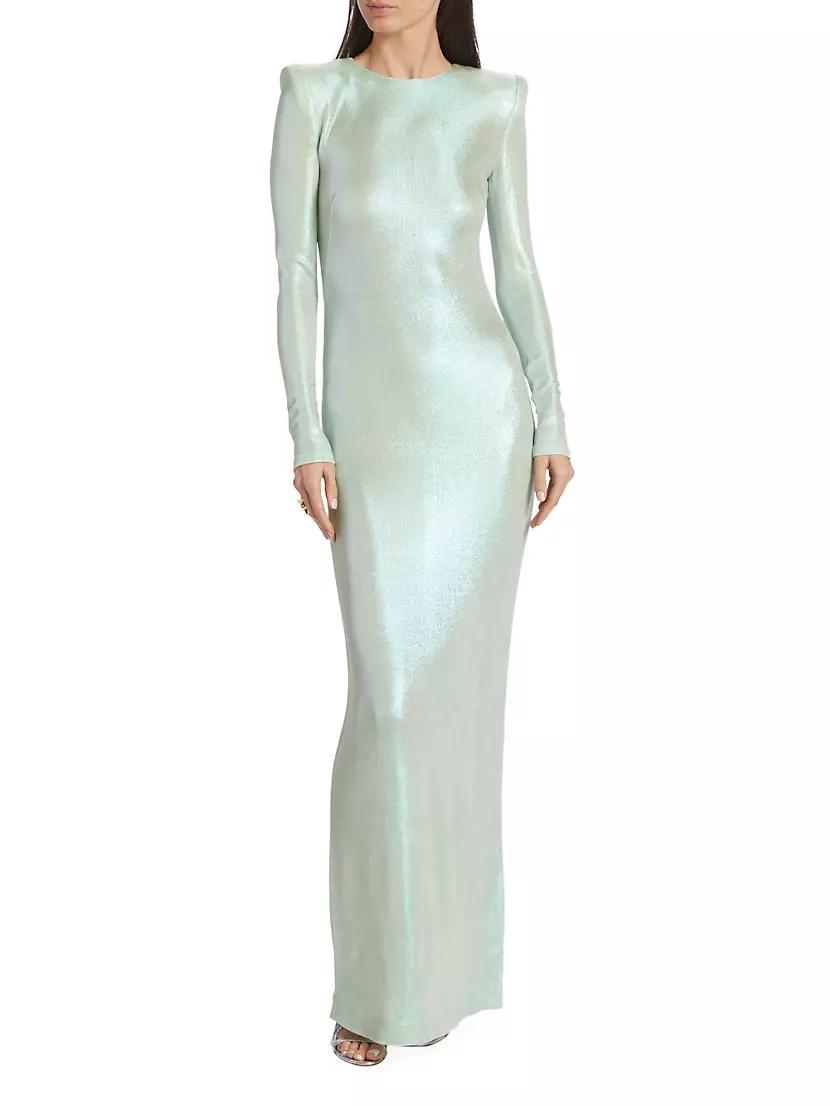 Frieze Jersey Long-Sleeve Column Gown Product Image