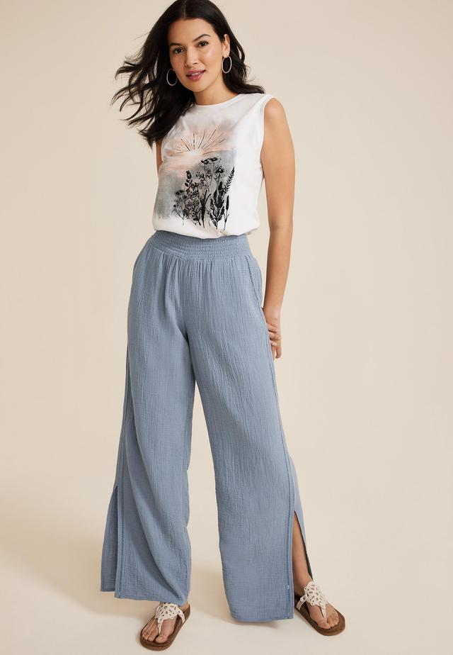 Double Cloth High Rise Wide Leg Pant Product Image