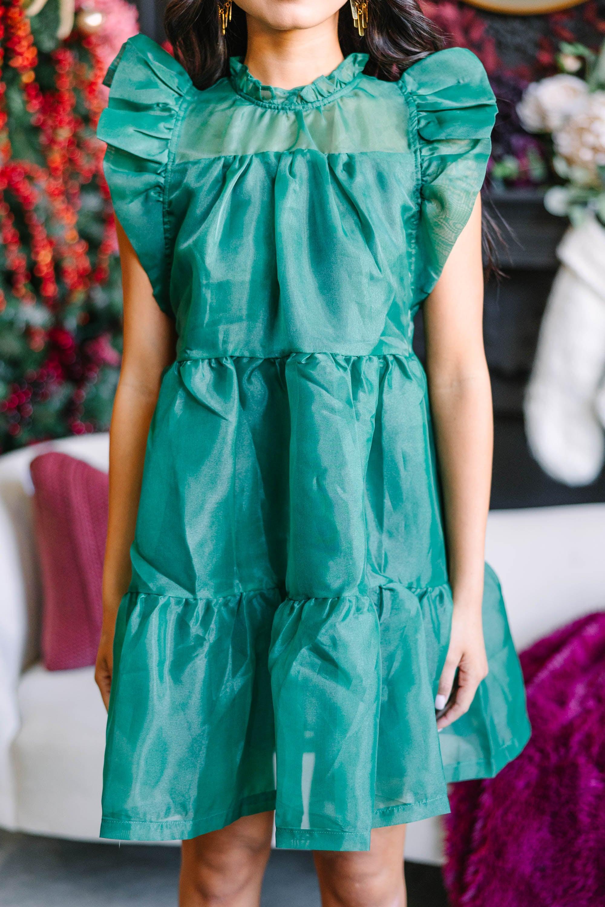 Keep Watch Emerald Green Ruffled Dress Female Product Image