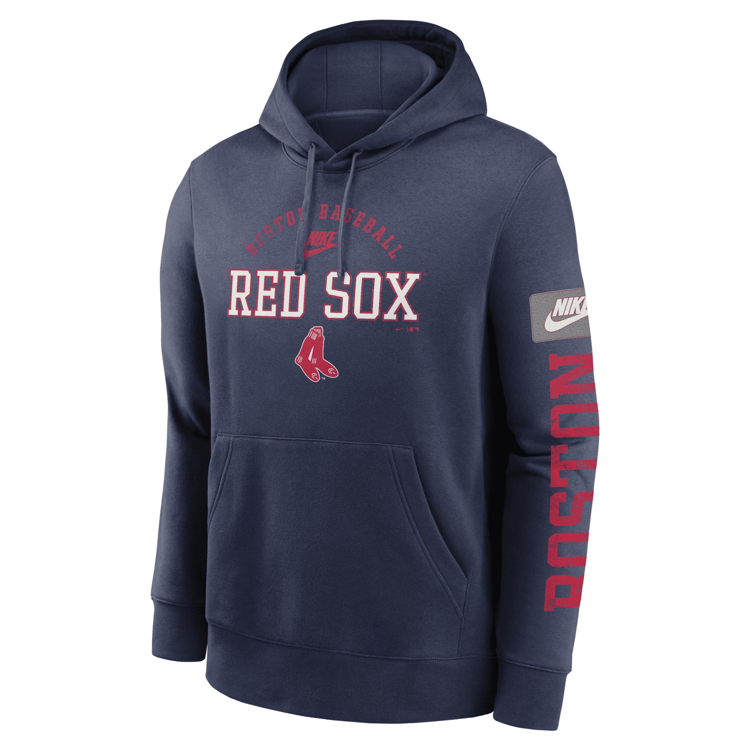 Mens Nike Boston Red Sox Cooperstown Collection Splitter Club Fleece Pullover Hoodie Blue Product Image