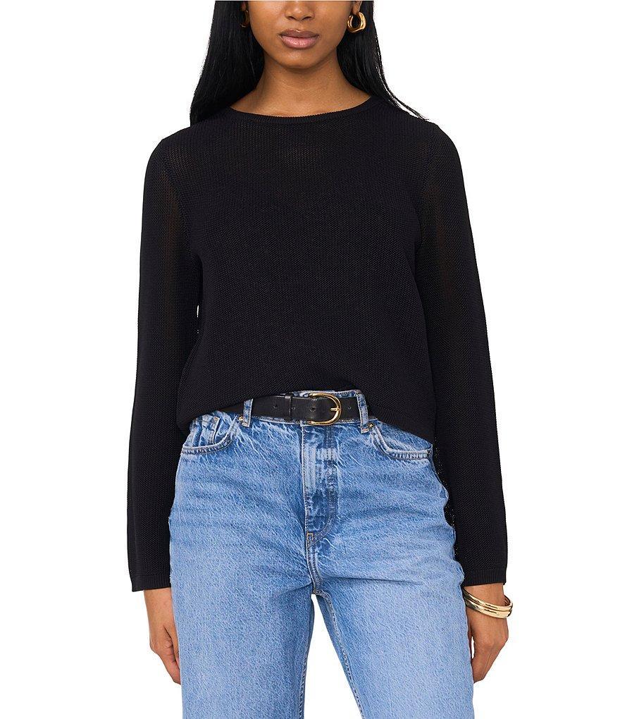 1. STATE Crew Neck Long Flare Sleeve Mesh Top Product Image