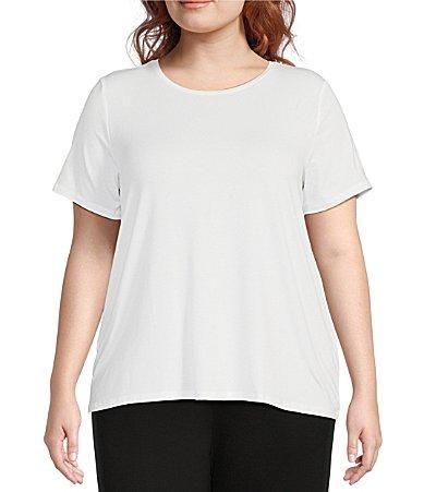 Eileen Fisher Tencel Lightweight Jersey Crew Neck Short Sleeve Shirt Product Image